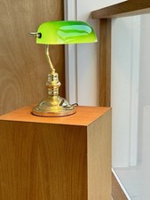 Classic Art Deco Style Green Glass Banker's Table Lamp PAT tested.