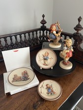 Vintage Hummel Goebel 2 x figurines and 3x small plates 