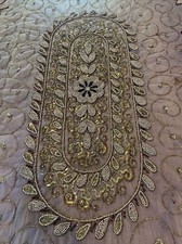 Large Beautiful Indian Beaded Sheer Table Runner Handmade 225 Cm X 115 Cm