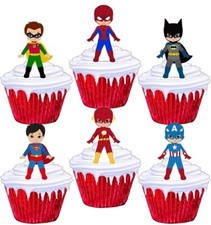 24 Marvel Super Hero Stand Up Cup Cake Toppers Edible Birthday Party Decorations