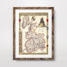 LANCASHIRE VINTAGE MAP ART
