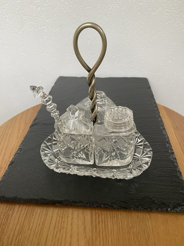 Vintage cut glass condiments - cut,