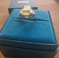 14k Yellow Gold Natural Emerald Cut Citrine Engagement Ring For Halloween Day