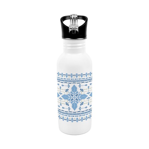 Blue folk tile canteen - tile, 600ml