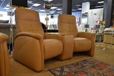 Cinema Sofa 2 Seater Couch Recliner Storage Cupholders in Real Italian Leather
