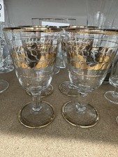 Wine Glasses X 4 Clear & Gold