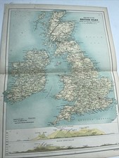 1910: Antique Road Map Of British Isles Gift Gifts #9 CS Old Antique Print