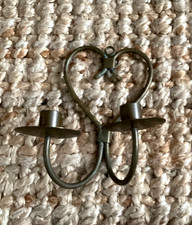 Small 5 Inch Metal Brass Tone Heart Shape Decorative Double Candle Wall Sconce