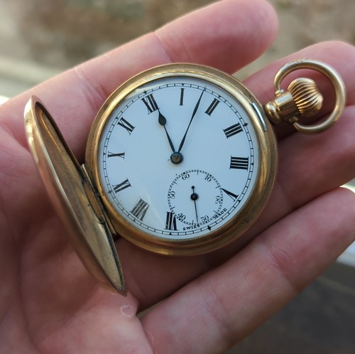 Gold plated hunter pocket - gold,