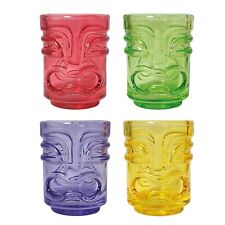 Bar Bespoke Coloured Tiki Shot Glass Coloured 45m Hawaiian Themed 4 Pack