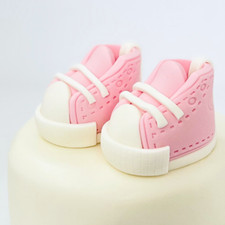 Pink boots cake toppers edible Fondant  decoration Baby shower Girl Christening