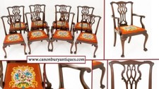 Chippendale Dining Chairs - Antique Mahogany Set 8