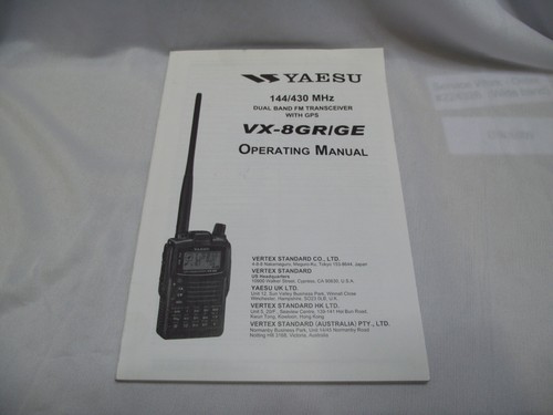 Yaesu 8gr operation - yaesu, vx-8gr/ge