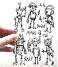 Clear stamps cute robots - clear,