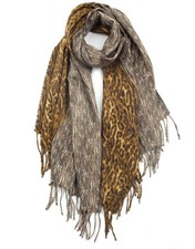 Boutique Half Leopard Pattern Cashmere Blend Woman Girl Winter Scarf