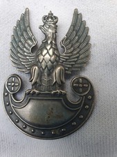 White metal Polish army veterans cap badge WWII