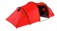 Pro Action Tunnel Camping Tent 6 Person 3 Room Polyester Fire Retardant Red USED