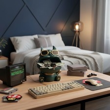 Teal Bulldog Storage Ornament