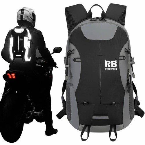 Reflective motorcycle backpack - reflective,