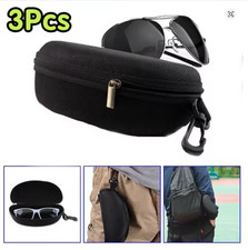 Portable Large Zipper Eye Glasses Sunglasses Hard Case Box Protector Hold 3 Pack