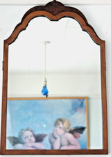 R)(T GOTHIC ARCHES LATE VICTORIAN VENEER WOOD 24"x16" HEAVY 4KG WALL MIRROR