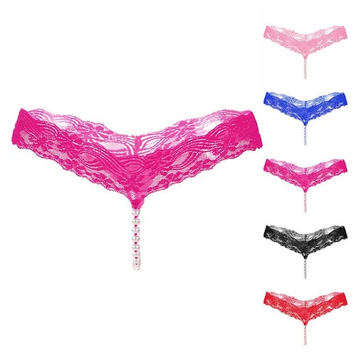 Pink lace thong string - lace,