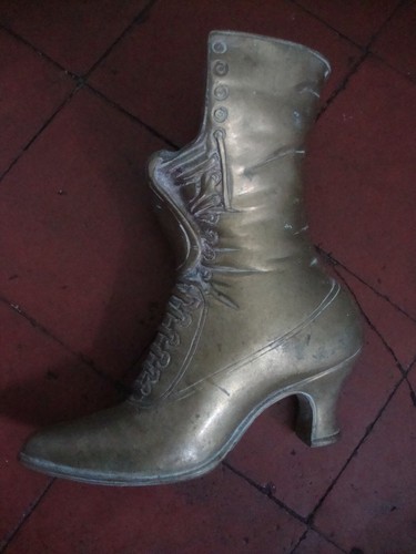 Vintage heavy brass - boot, vase