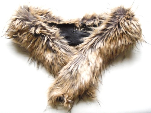 Lipsy faux fur scarf - scarf, beige