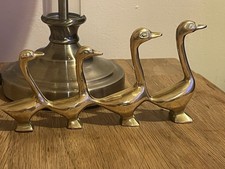 Shiny Modern Brass Geese Family – Decorative Figurine Se