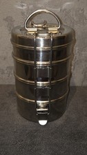 Genuine Stainless Steel Indian Tiffin Lunch Box 4 Tier  Portable Food Storage 
