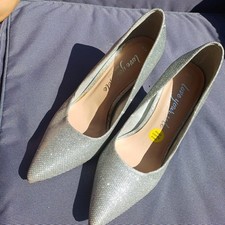 Silver Sparkly Court Shoes Size 5 New Look Heels Pointed Stiletto Party Wedding