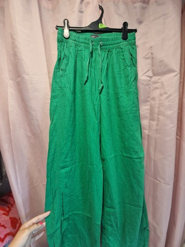 Green linen trousers - linen,