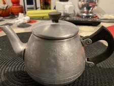 VINTAGE SWAN CARLTON 2 Cup TEAPOT WITH LID ALUMINIUM EMBOSSED ETCHED USED  BIFFS