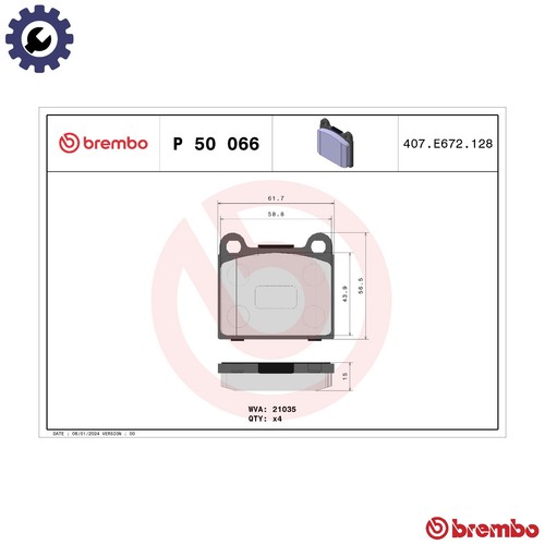 Brake pad set - pad, 50