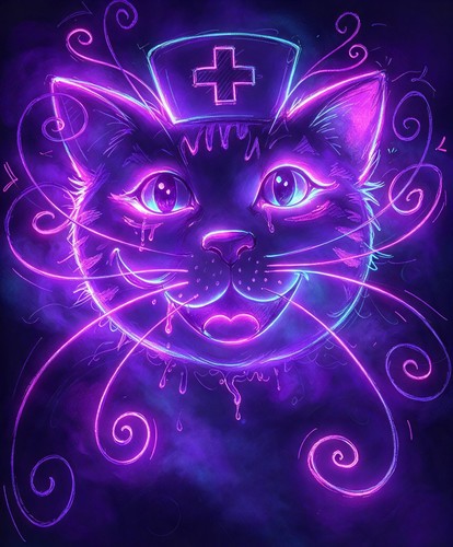 Cartoon drawing cat print - drawing,