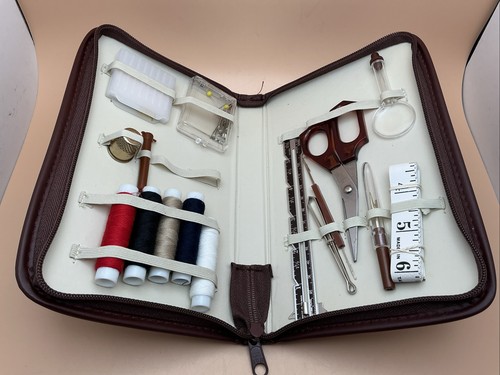 Vintage leather sewing travel - vintage,