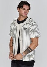 SikSilk Men's Cream Baseball Jersey Medium