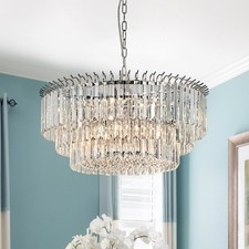 Modern Luxury 3-Tiers Crystal Chandelier Round 9-Light Pendant Light Fixtures UK