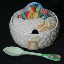 Antique Clarice Cliff Newport Pottery Lidded Celtic Harvest Sugar Preserve Pot 1