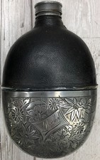 Antique Glass Hip Flask with