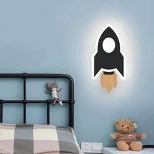 Cartoon LED Rocket & Moon Wall