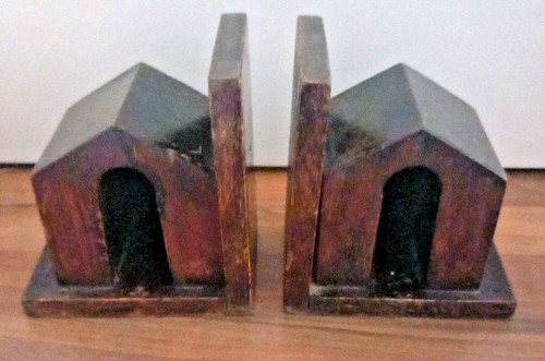 Vintage wooden book ends dark - book,