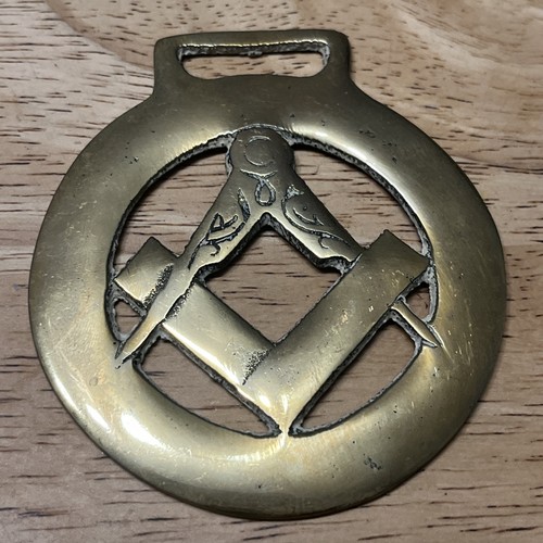 Vintage masonic horse brass - vintage,