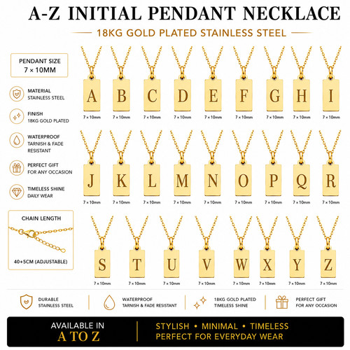 Initial pendant necklace - a-z,