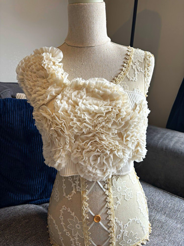 Zara ivory one shoulder ruffle - ivory,