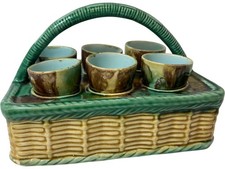 Majolica Egg Cup Basket Set