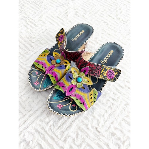 Socofy boho floral - boho, leather