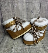 Moon Boot Women's Icon Fur Low Boots Size 6-7.5 Whisky Off White £435 Tecnica