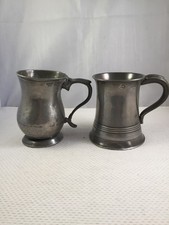 2 Antique Glasgow Pewter Tankards - 1 from J McGlashan & Co