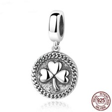 Lucky Irish Clover Leaf Shamrock Charm For Bracelets S925 Sterling Silver